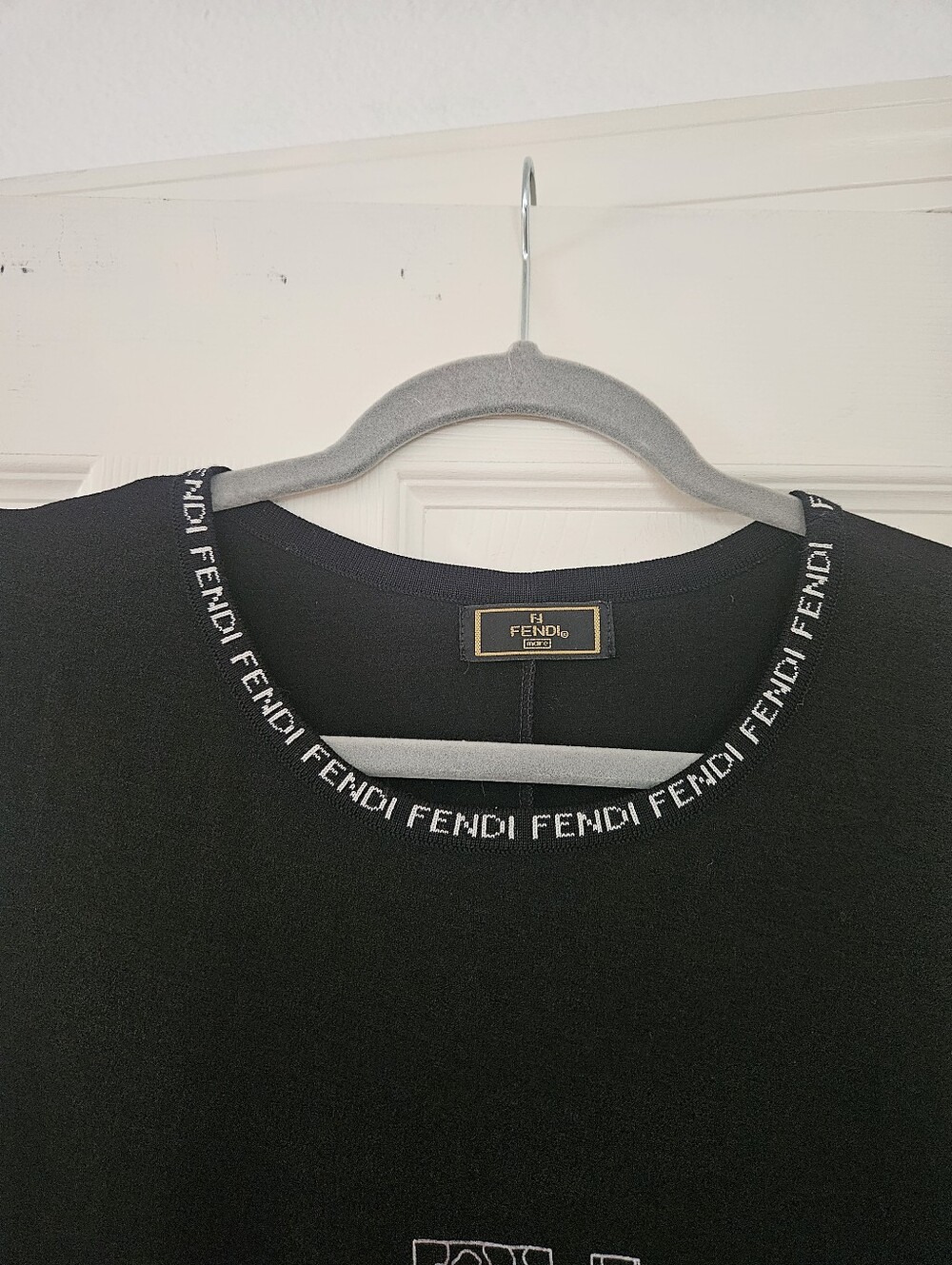 Fendi Black Sleeveless Logoi Dress Size M - Picture 3 of 8